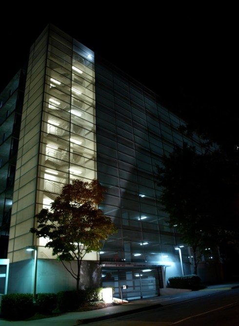 Stairwell, parking deck on Oak Valley Way
